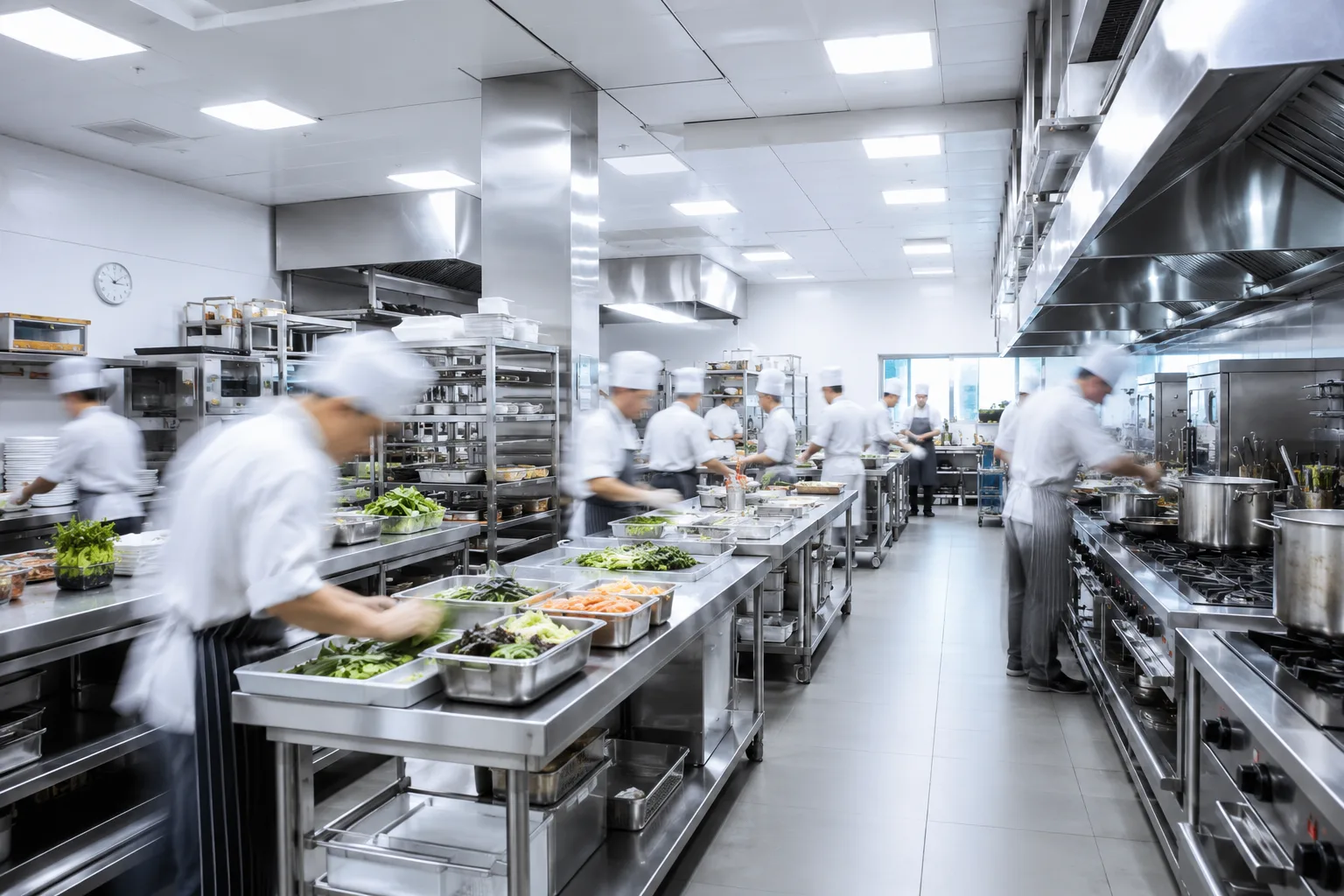 AcaiFlow kitchen team preparing catering orders
